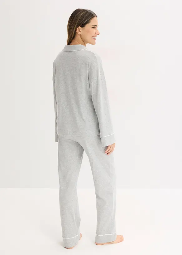 Pyjama mit Viskose und Knopfleiste, bonprix