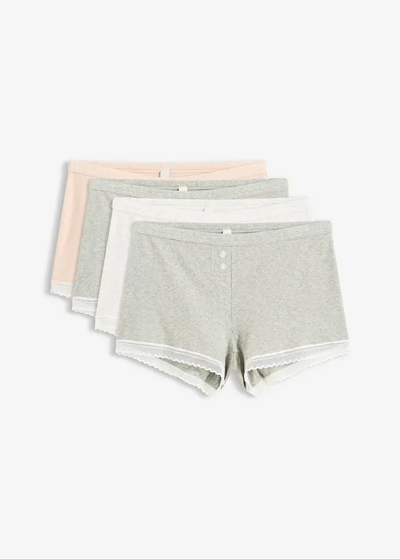 Damen Boxergerippt mit Spitze (4er Pack), bonprix