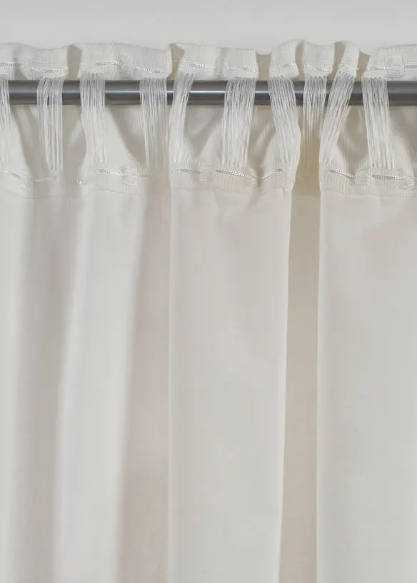 Rideau en coton &agrave; bordures brod&eacute;es (1&nbsp;pce), bonprix