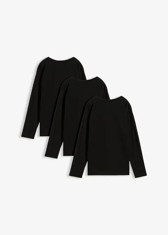Lot de 3 T-shirts manches longues coton, bonprix