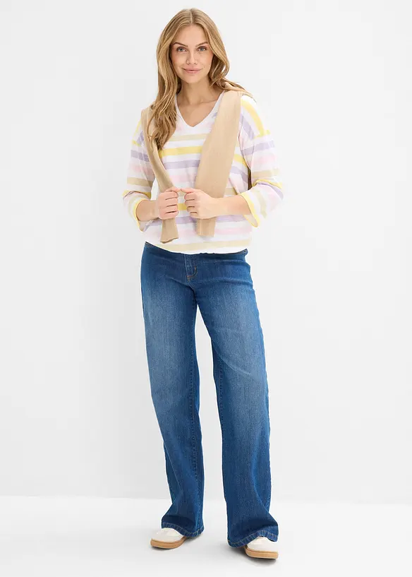 T-shirt en coton flamm&eacute;, manches 3/4, bonprix