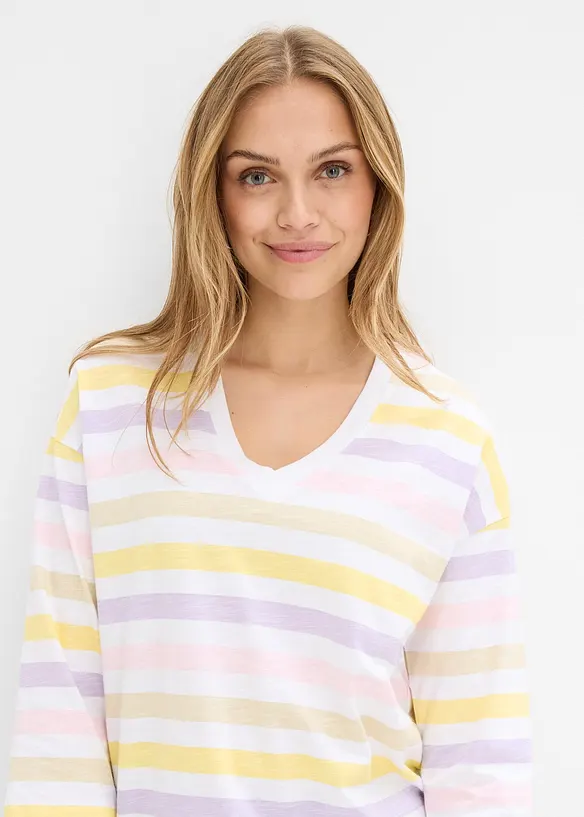 T-shirt en coton flamm&eacute;, manches 3/4, bonprix