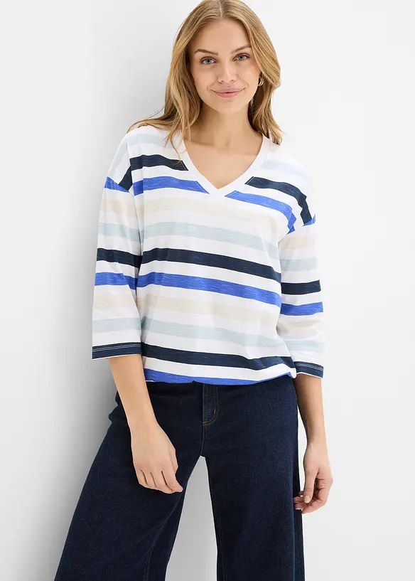 Slub-Shirt aus Bio-Baumwolle, 3/4 Arm, bonprix