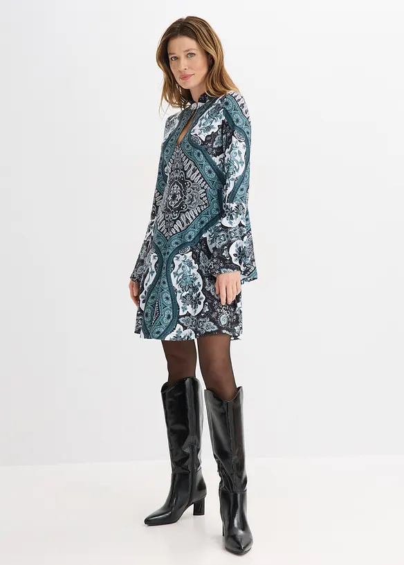 Jerseykleid mit Stehkragen und Volant-&Auml;rmel, bonprix