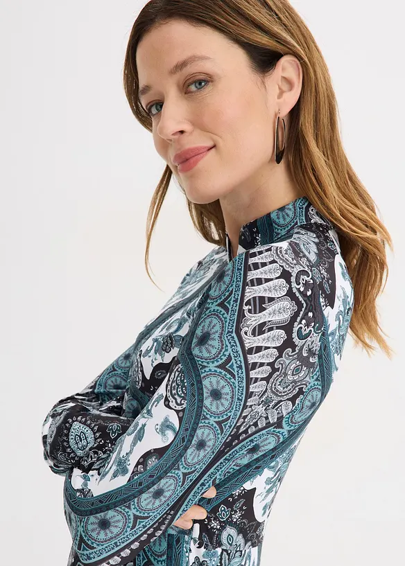 Jerseykleid mit Stehkragen und Volant-&Auml;rmel, bonprix