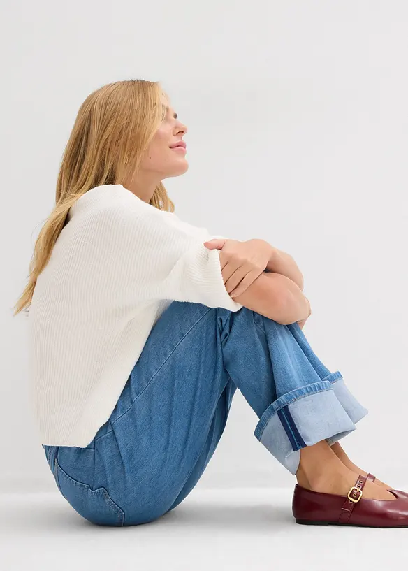 Jean droit loose taille mi-haute, long, bonprix