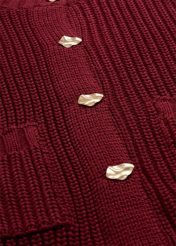 Gilet en grosse maille avec boutons martel&eacute;s, bonprix