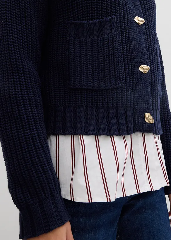 Gilet en grosse maille avec boutons martel&eacute;s, bonprix