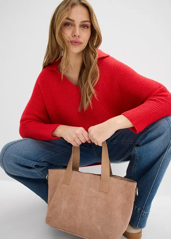 Oversize-Pullover mit Polokragen, bonprix