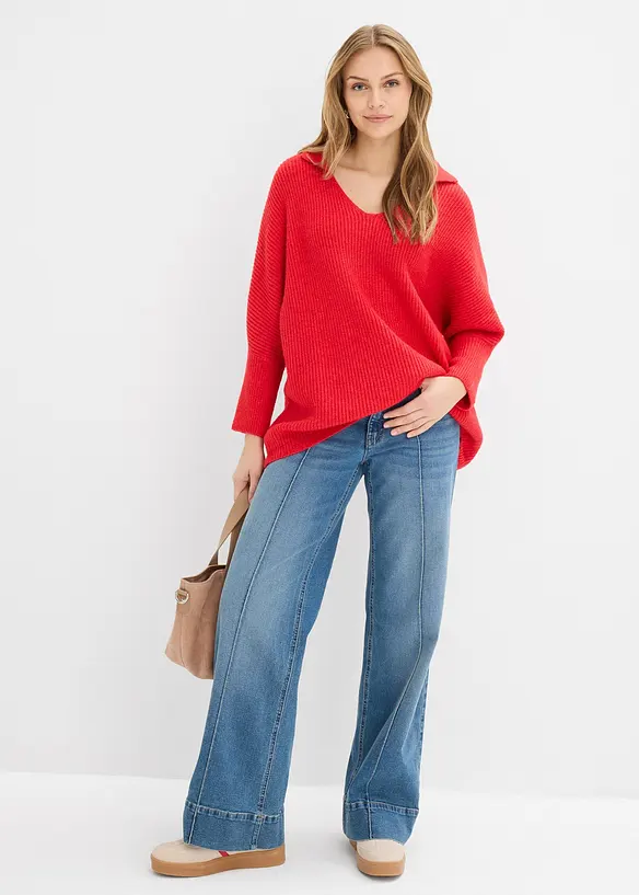 Oversize-Pullover mit Polokragen, bonprix
