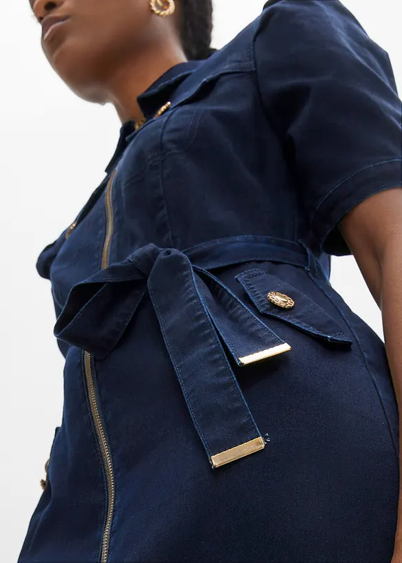 Robe en jean avec fermeture zipp&eacute;e, bonprix