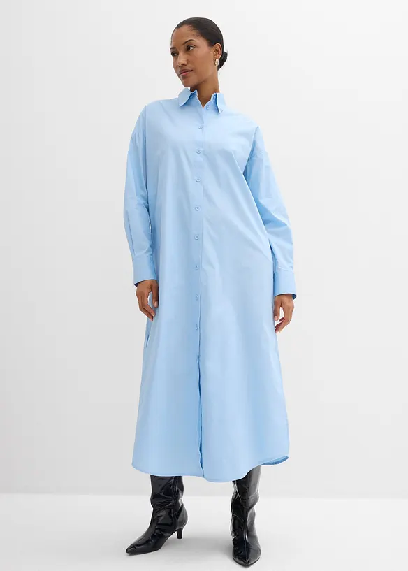 Hemdblusenkleid aus reiner Baumwolle, bonprix