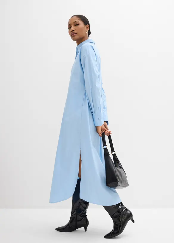 Hemdblusenkleid aus reiner Baumwolle, bonprix