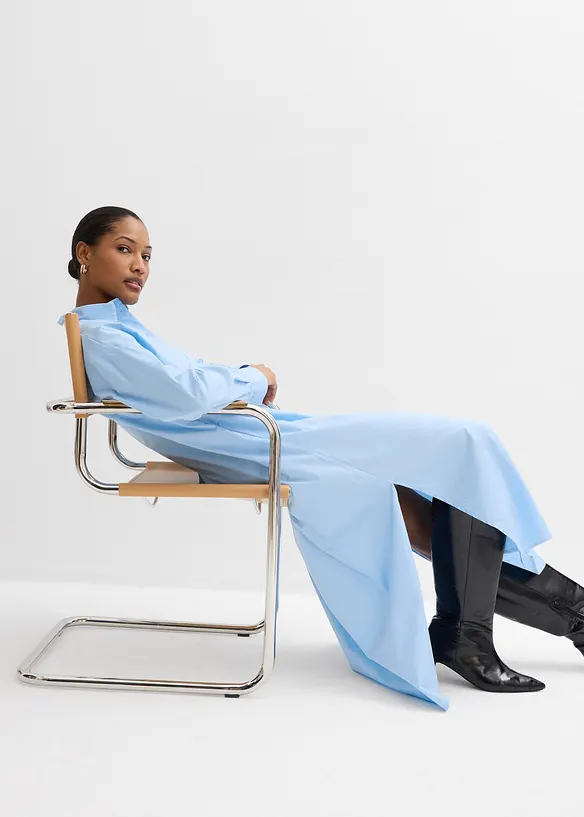 Hemdblusenkleid aus reiner Baumwolle, bonprix