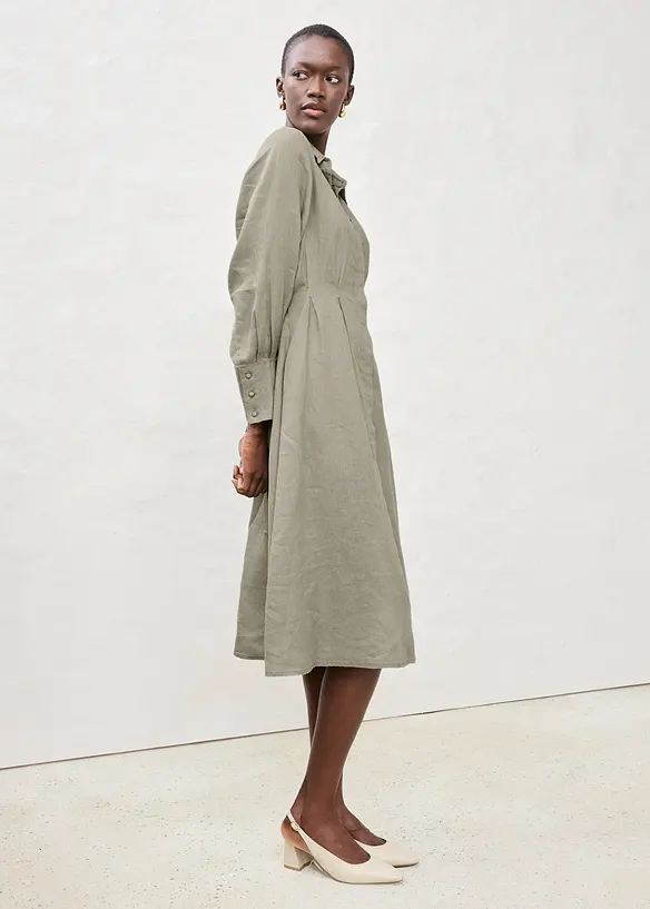 Hemdblusenkleid aus reinem Leinen, bonprix