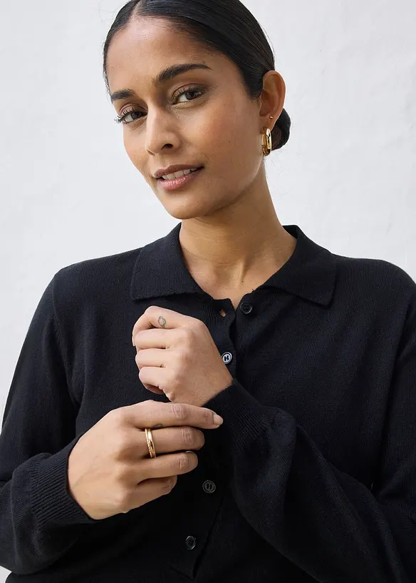 Polo-Pullover mit Seidenanteil, bonprix