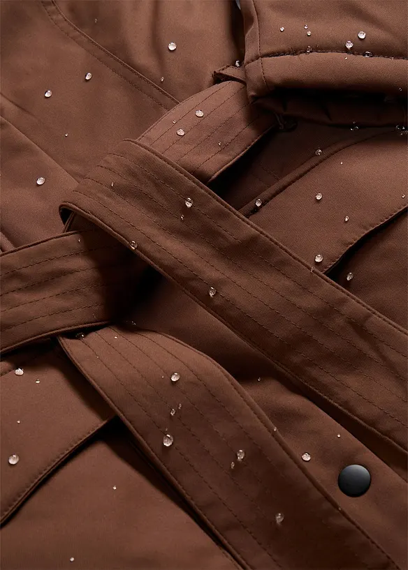 Wasserabweisender Outdoor-Kurzmantel mit G&uuml;rtel, Leo-Futter, bonprix