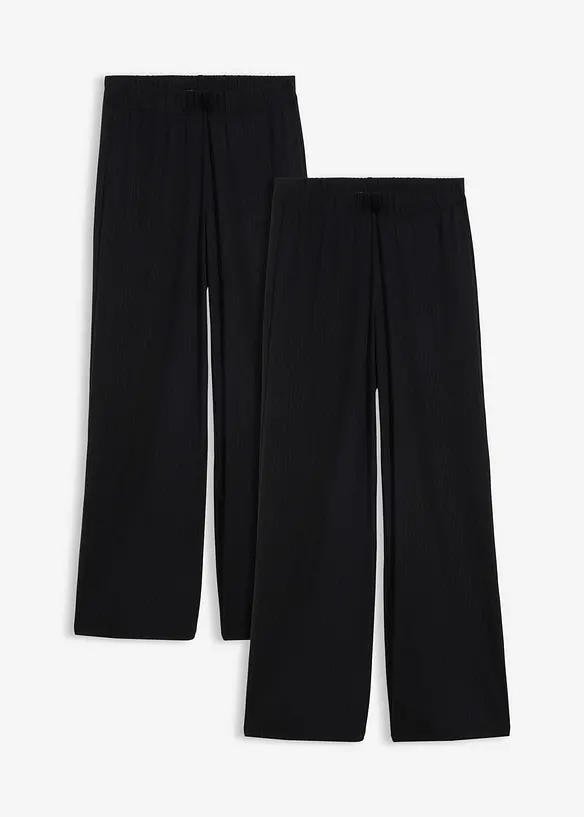 Lot de 2&nbsp;pantalons en jersey c&ocirc;tel&eacute;, bonprix