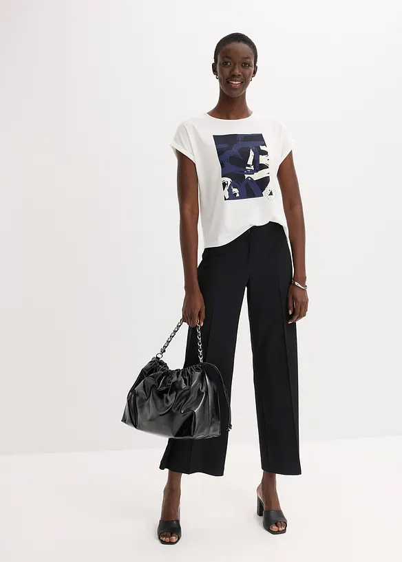 T-shirt en viscose m&eacute;lang&eacute;e &agrave; strass, bonprix