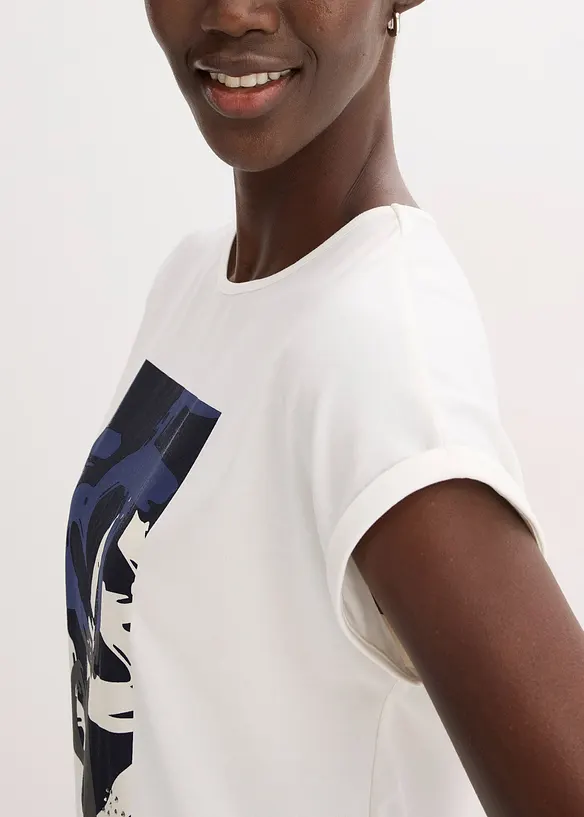 T-shirt en viscose m&eacute;lang&eacute;e &agrave; strass, bonprix