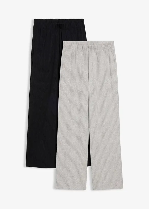 Lot de 2&nbsp;pantalons en jersey c&ocirc;tel&eacute;, bonprix