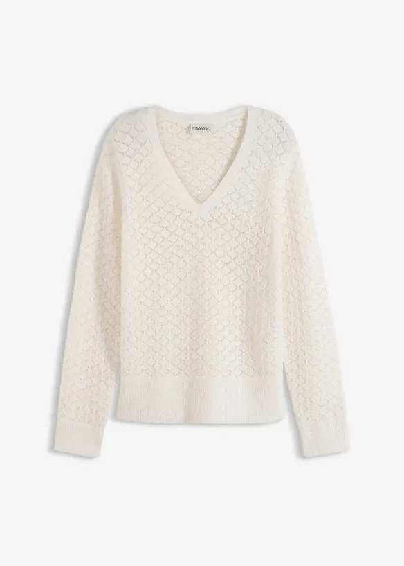 Ajour-Pullover mit Federgarn, bonprix