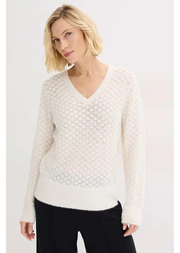 Ajour-Pullover mit Federgarn, bonprix