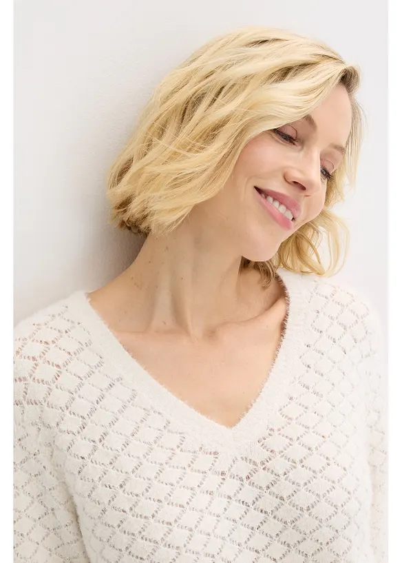 Ajour-Pullover mit Federgarn, bonprix
