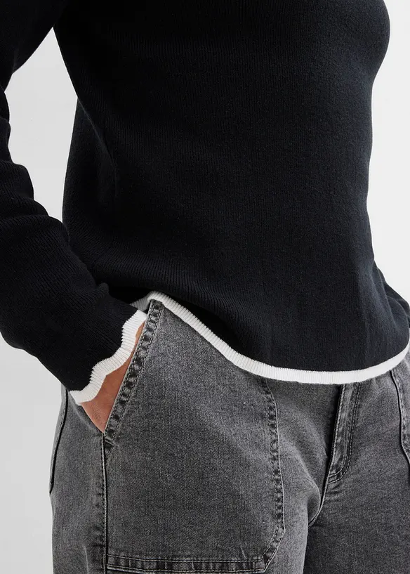 Strickshirt mit Kontrastsaum, bonprix