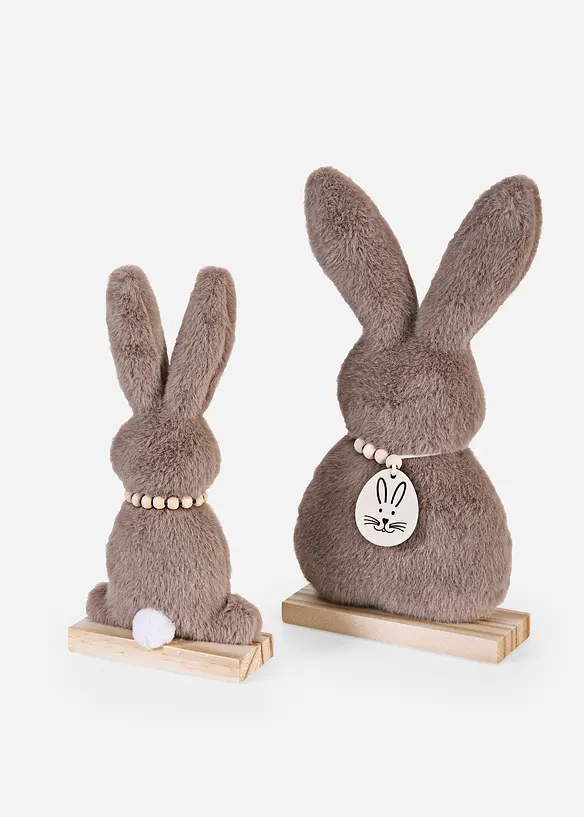Lot de 2 lapins d&eacute;co en peluche douce, bonprix