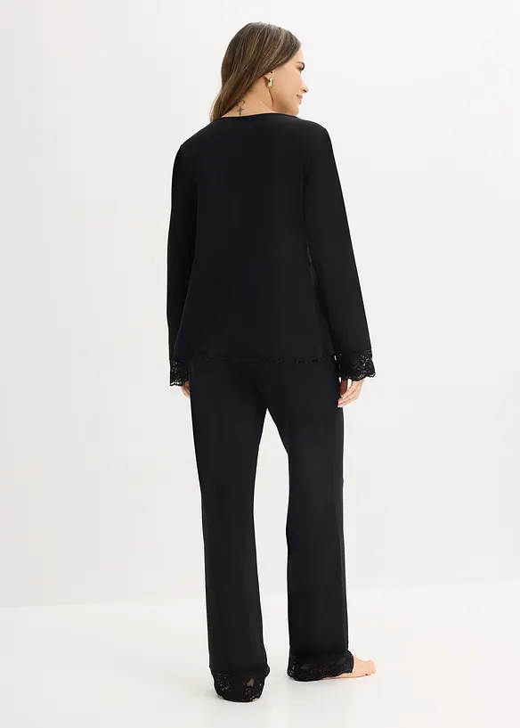 Pyjama mit Spitzenbesatz, bonprix