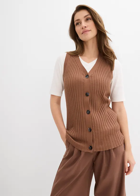 Gerippte Strickweste, bonprix