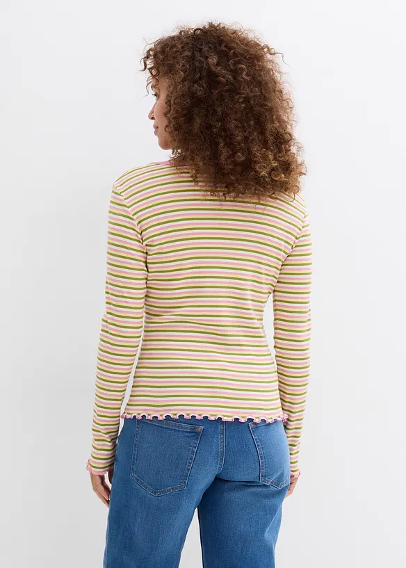 Rippshirt gestreift aus Bio-Baumwolle, bonprix