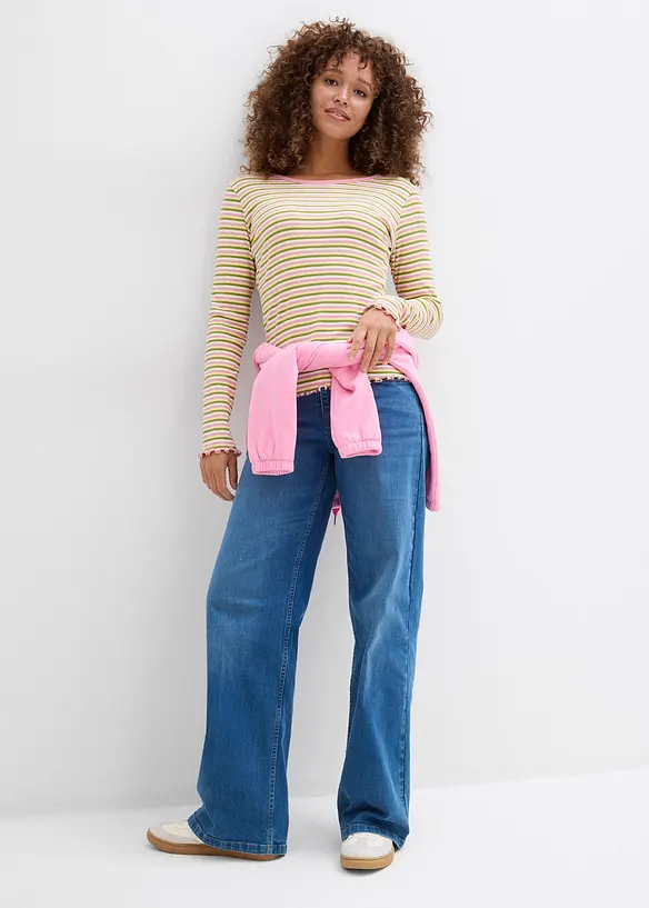 Rippshirt gestreift aus Bio-Baumwolle, bonprix