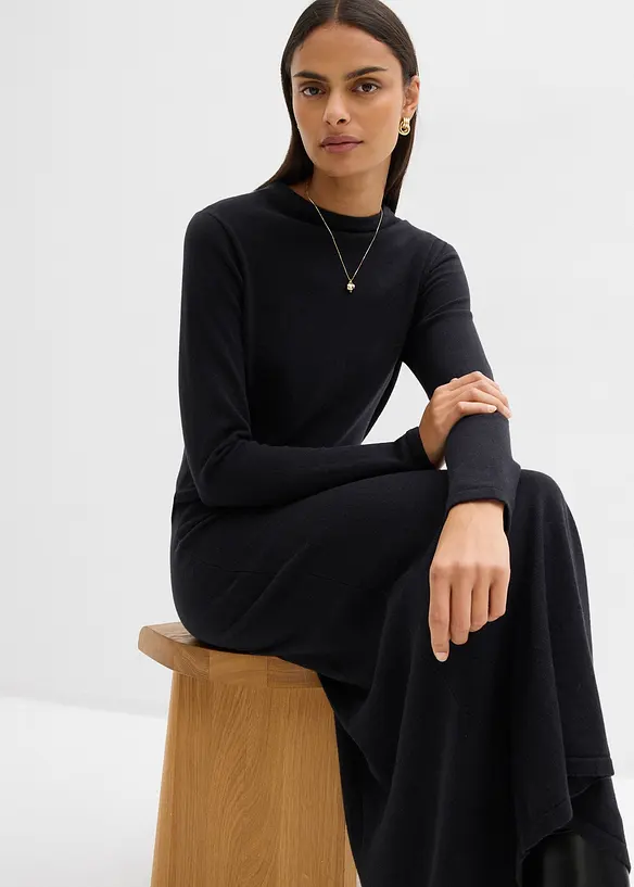 Feinstrick-Maxikleid mit Kaschmiranteil, bonprix