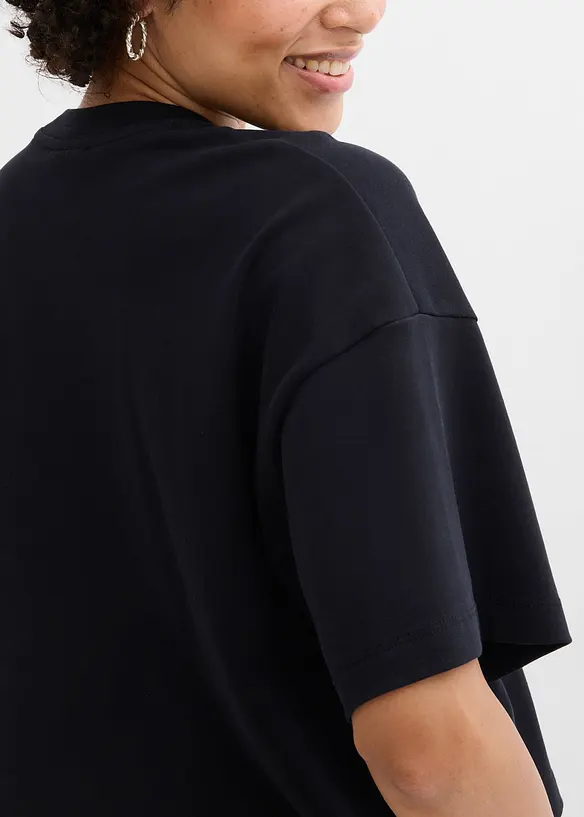 Kurzes Oversize-Shirt aus reiner schwerer Bio-Baumwolle, bonprix