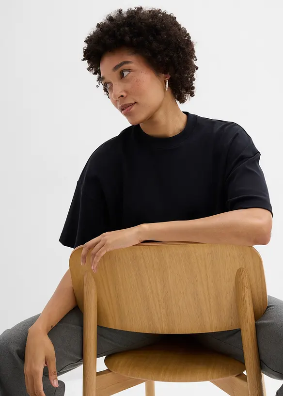 Kurzes Oversize-Shirt aus reiner schwerer Bio-Baumwolle, bonprix