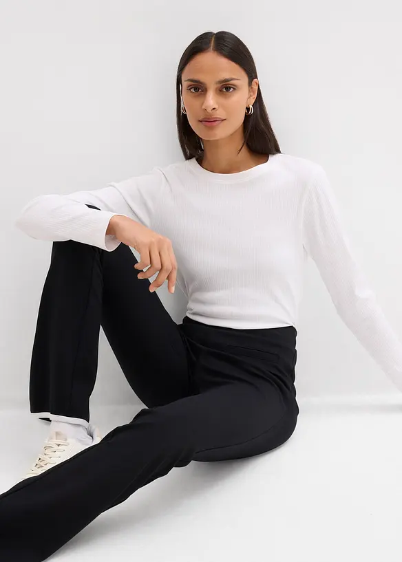 Pantalon en Punto di Roma avec fentes contrastantes, bonprix