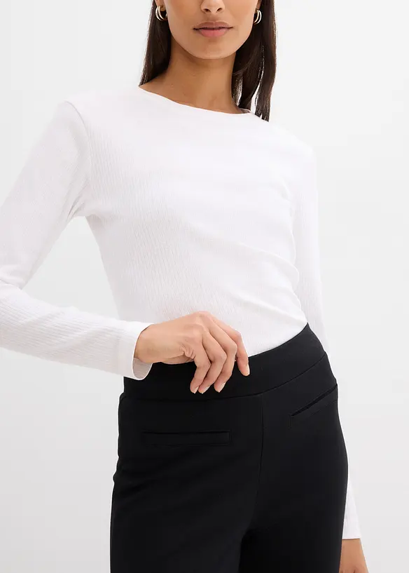 Pantalon en Punto di Roma avec fentes contrastantes, bonprix