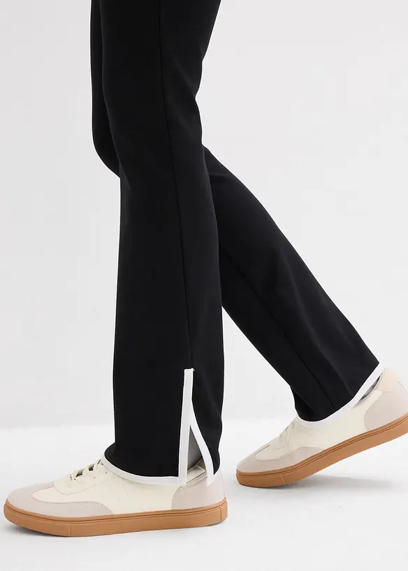 Pantalon en Punto di Roma avec fentes contrastantes, bonprix