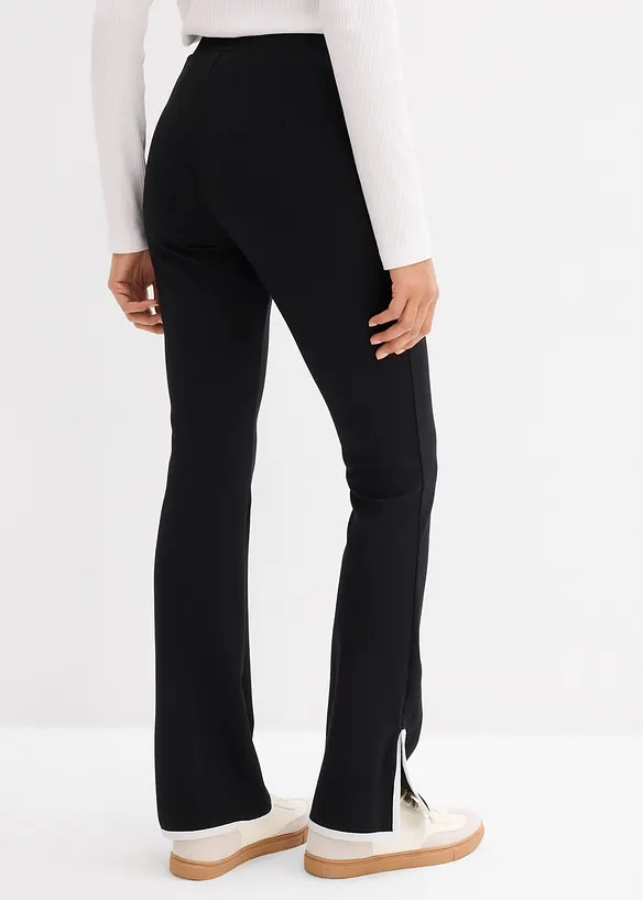 Pantalon en Punto di Roma avec fentes contrastantes, bonprix