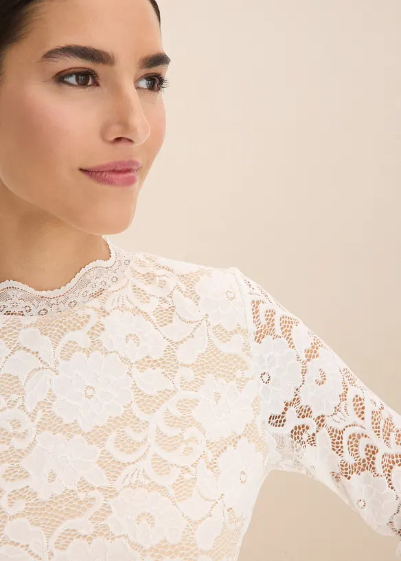 Haut manches longues en dentelle, bonprix