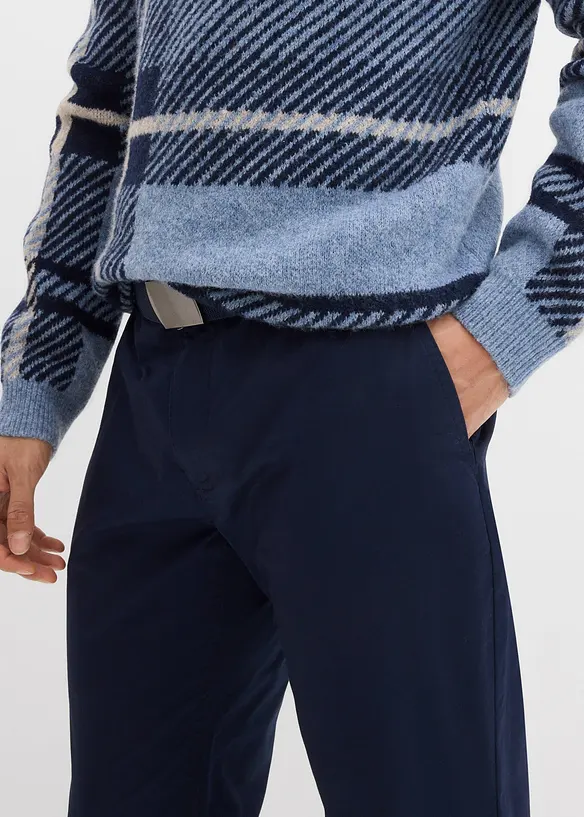 Regular Fit Chinohose mit Komfortbund und G&uuml;rtel, Straight, bonprix