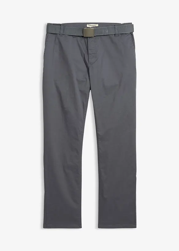 Pantalon chino regular avec ceinture, taille &eacute;lastiqu&eacute;e, droit, bonprix