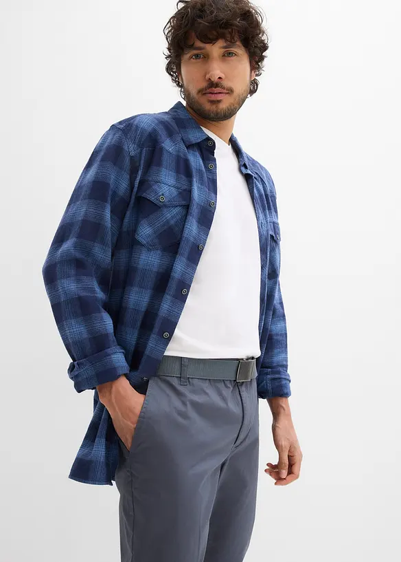 Pantalon chino regular avec ceinture, taille &eacute;lastiqu&eacute;e, droit, bonprix