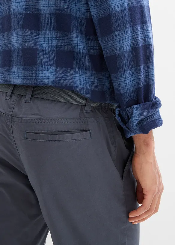 Pantalon chino regular avec ceinture, taille &eacute;lastiqu&eacute;e, droit, bonprix