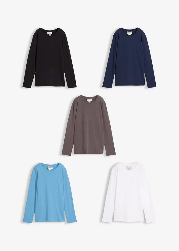 Lot de 5 T-shirts manches longues, bonprix