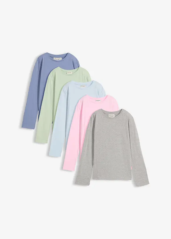 Langarmshirt aus reiner Bio-Baumwolle (5er Pack), bonprix