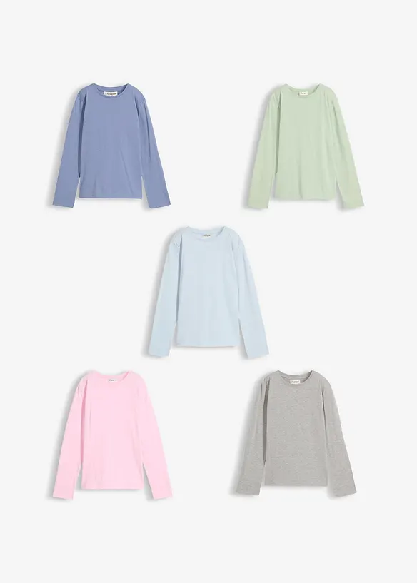 Langarmshirt aus reiner Bio-Baumwolle (5er Pack), bonprix