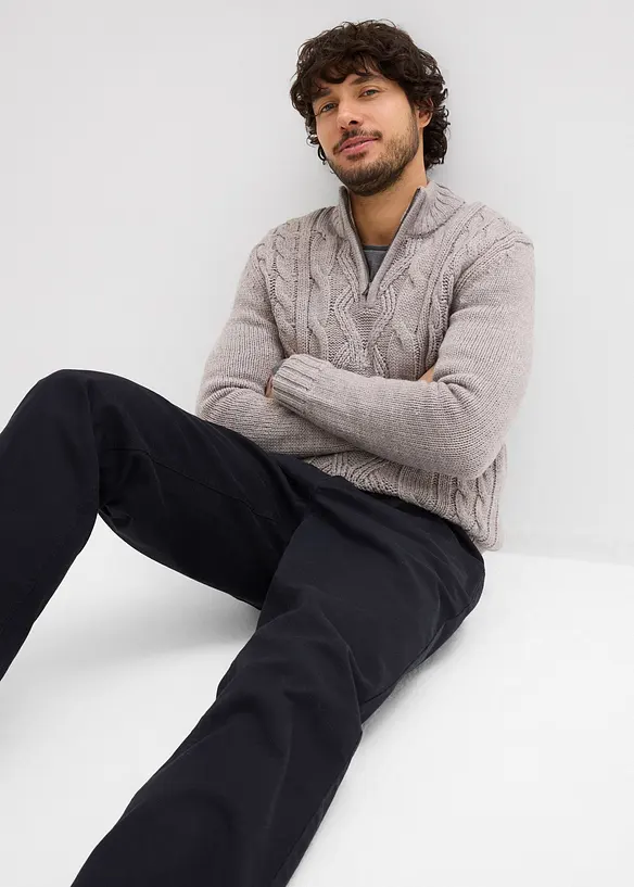 Relaxed Fit Stretch-Hose mit Dehnbund, Straight, bonprix